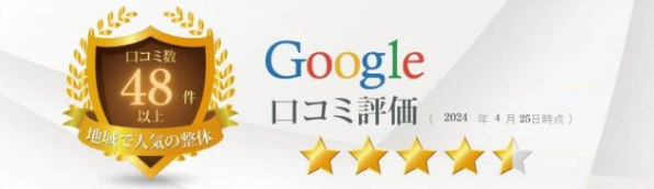 Google口コミ評価 48件以上 地域で人気の整体